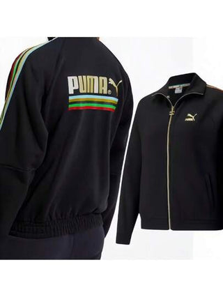 Puma جاكيت رياضية كاجوال مقاومة للرياح مريحة ذات طوق معتدل مطبوعة بتصميم من سلسلة الرنين