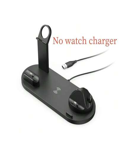 شاحن لاسلكي متعدد الاستخدامات مناسب لهواتف آيفون 16/15/13/12/11 وسامسونج وشاومي وأوبو وفيفو والهواتف الأندرويد الأخرى، وأجهزة إيربودز، متوافق مع شاحن ساعة آبل، مناسب للمكتب والمنزل والسكن الجامعي