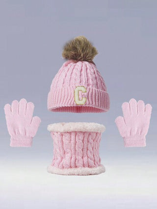 مجموعة قبعة ، قفازات وأوشحة محبوكة 3 قطع للأطفال، هدية العودة للمدرسة في الشتاء