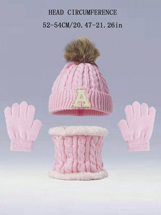 مجموعة قبعة ، قفازات وأوشحة محبوكة 3 قطع للأطفال، هدية العودة للمدرسة في الشتاء