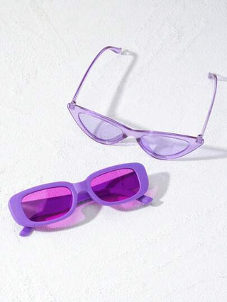 نظارات أزياء مربعة بعين القطة البسيطة ذات شخصية للأطفال 2 قطعة, مناسبة لارتداء المراهقين