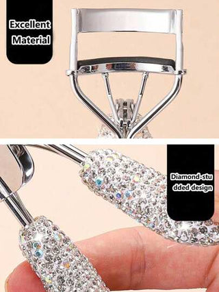 قرصان مرن مزين بالراين والسيراميك قطعة واحدة، أداة تجعيد الرموش عالية الجودة ومحمولة