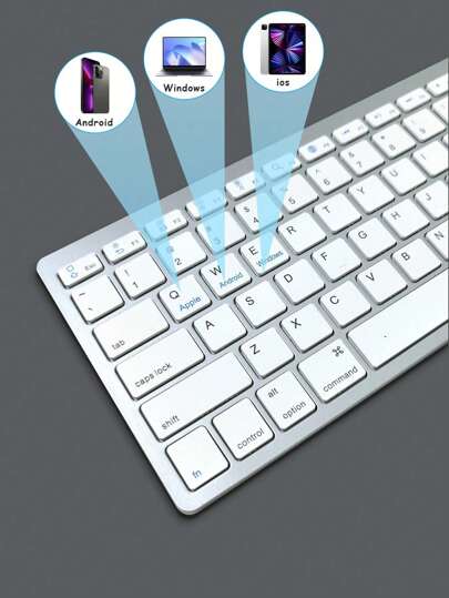 لوحة مفاتيح لاسلكية، تعمل ببطارية جافة، خفيفة الوزن وقابلة للنقل، لوحة مفاتيح بلوتوث، كمبيوتر صغير صامت، لوحة مفاتيح عالمية لاسلكية للهاتف والجهاز اللوحي والحاسوب المحمول