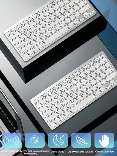 لوحة مفاتيح لاسلكية، تعمل ببطارية جافة، خفيفة الوزن وقابلة للنقل، لوحة مفاتيح بلوتوث، كمبيوتر صغير صامت، لوحة مفاتيح عالمية لاسلكية للهاتف والجهاز اللوحي والحاسوب المحمول