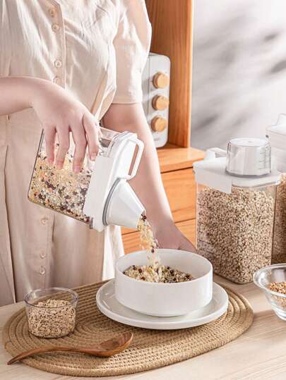 SHEIN Basic living صندوق تخزين طعام موحد اللون أبيض تخزين بلاستيك الى مطبخ قطعة واحدة