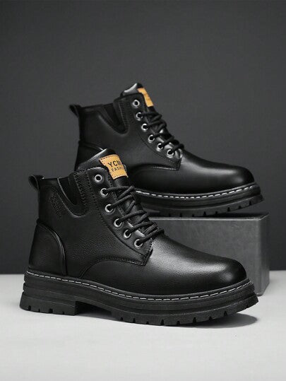 بوت كاجوال عالية الرقبة للرجال في فصلي الخريف والشتاء ، بوت عصرية، بوت عمل/أمان، بوت رياضية، بوت سفر، بوت الكاحل بأصابع مستديرة