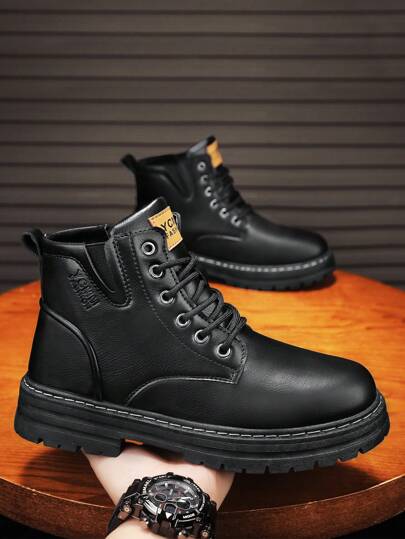 بوت كاجوال عالية الرقبة للرجال في فصلي الخريف والشتاء ، بوت عصرية، بوت عمل/أمان، بوت رياضية، بوت سفر، بوت الكاحل بأصابع مستديرة