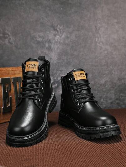 بوت كاجوال عالية الرقبة للرجال في فصلي الخريف والشتاء ، بوت عصرية، بوت عمل/أمان، بوت رياضية، بوت سفر، بوت الكاحل بأصابع مستديرة