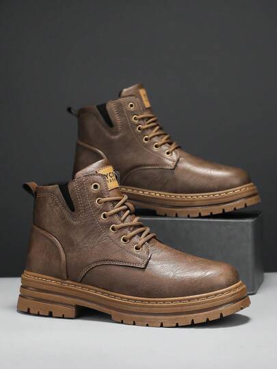 بوت كاجوال عالية الكاحل للرجال في فصل الشتاء، بوت عمل موضة عصرية، بوت سلامة، بوت رياضية، بوت تسلق، بوت كاحل برؤوس مستديرة