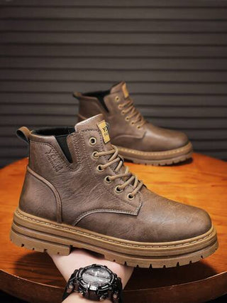 بوت كاجوال عالية الكاحل للرجال في فصل الشتاء، بوت عمل موضة عصرية، بوت سلامة، بوت رياضية، بوت تسلق، بوت كاحل برؤوس مستديرة