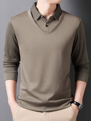 قميص بولو برقبة مربعة أكمام طويلة جملي ضيق القصة قطعة واحدة، مناسب للارتداء أثناء السفر الخفيف للعمل في فصلي الخريف والشتاء