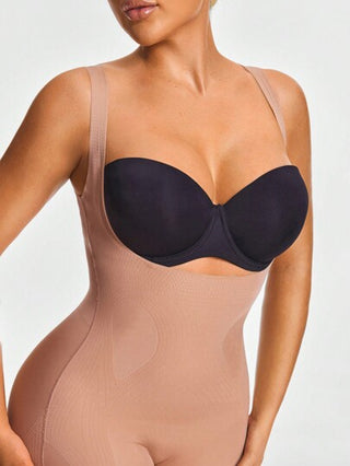 Shape قطعة واحدة من ملابس النساء ذات لون أحادي بياقة V عميقة وشورت ضاغط