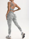 SHEIN Sport Gameset مجموعة ملابس نسائية فاشينيا مكونة من تانك توب قصير بظهر متقاطع والسروال الضيق للملابس الرياضية، طقم ألعاب رياضية