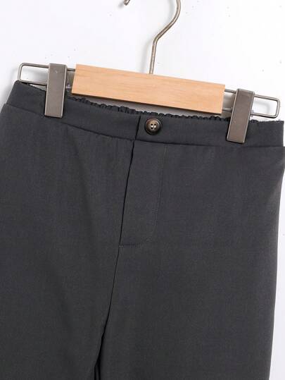 SHEIN بناطيل شتوية دافئة مبطنة للأولاد ذات لون أحادي القماش المنسوج، مناسبة للمدرسة، الحديقة، عيد الميلاد، الخريف، هالوين، عيد الميلاد، ، خطوط الخريف/الشتاء دافئة