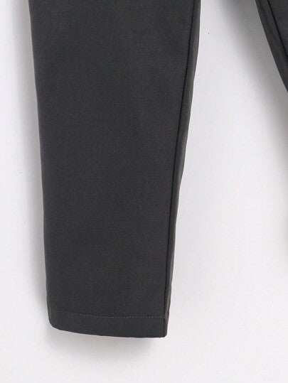 SHEIN بناطيل شتوية دافئة مبطنة للأولاد ذات لون أحادي القماش المنسوج، مناسبة للمدرسة، الحديقة، عيد الميلاد، الخريف، هالوين، عيد الميلاد، ، خطوط الخريف/الشتاء دافئة