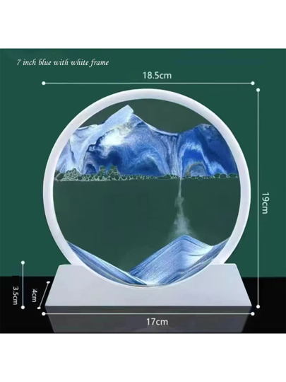 قطعة واحدة زخرفة فن الرمال ثلاثية الأبعاد، هدية إبداعية لعيد الميلاد، ساعة رملية فنية لتخفيف التوتر، تصميم منظر طبيعي دائري، ديكور المنزل