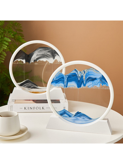 قطعة واحدة زخرفة فن الرمال ثلاثية الأبعاد، هدية إبداعية لعيد الميلاد، ساعة رملية فنية لتخفيف التوتر، تصميم منظر طبيعي دائري، ديكور المنزل