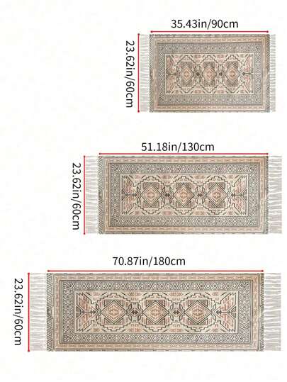 قطعة واحدة من السجادة العرقية المنسوجة يدويًا متعددة الاستخدامات، قابلة للغسل في الغسالة، سهلة التنظيف، سجادة أرضية بوهيمية للغرفة المعيشية والغرفة والممر والجانب السرير