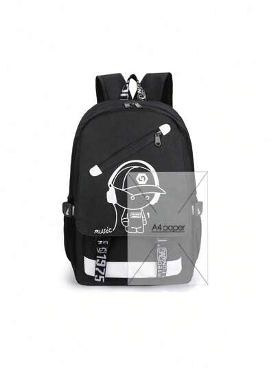 ظهر كبير غير رسمي وعصري صلب مع نمط يضيء الرسوم المتحركة بسعة كبيرة متعددة الجيوب والسوست للأولاد والفتيات للعودة إلى المدرسة وللسفر