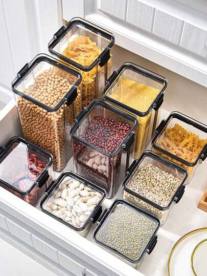 مربع مخزن مطبخ إناء , شفاف صندوق تخزين طعام قطعة واحدة