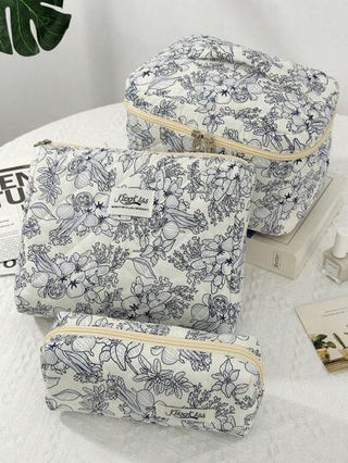 1 حقيبة كبيرة مزينة بنقوش زهور كبيرة باللون الأزرق الغامق، حقيبة مستحضرات التجميل ذات سعة كبيرة وأناقة كاجوال، حقيبة سفر مناسبة للمستلزمات الصحية والمكياج والأجهزة الإلكترونية والمستحضرات والهدايا للأم والنساء والممرضات والطالبات، ديكور المنزل