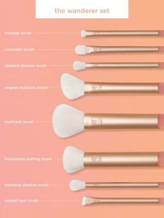 Real Techniques طقم فرشاة ماكياج ذو 9 قطع الرحالة من ريال تكنيكس، مناسب لتطبيق مستحضرات السائلة والكريمية والبودرة للعيون والأساس والكونسيلر والأحمر والتبرير، أحجام السفر، هدية لملء الجوارب