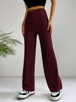 EZwear سروال أسود بخصر عالٍ وتفاصيل خياطة
