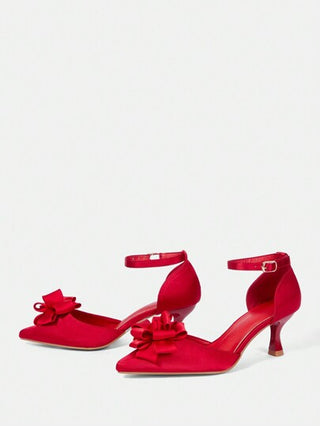 CUCCOO HITCHD أحذية كعب عال بتصميم نصف حزام من قماش مطرز موديل كلاسيكي للنساء، مناسب لمناسبات السنة الجديدة والأعياد