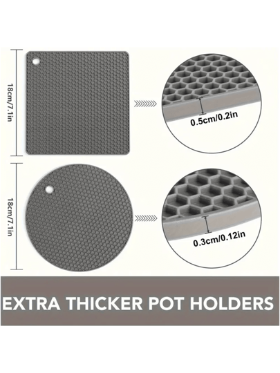 مجموعة 4 قطع من وسائد السيليكون المقاومة للحرارة و الانزلاق، حوامل أواني المطبخ الساخنة، أوعية السيليكون القابلة للغسل باليد، وسائد متعددة الأغراض لفتح القناني والأطباق