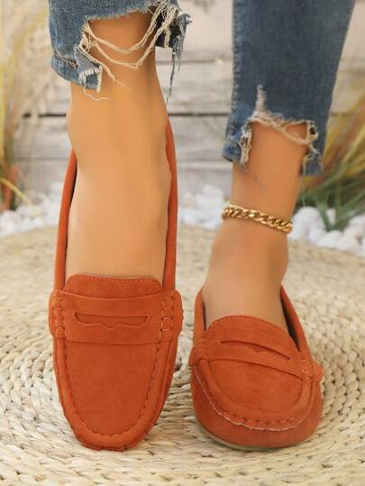 أحذية نسائية مسطحة جديدة من قماش المخمل المضفر باللون البرتقالي ، أحذية مسطحة أنيقة مقاس كبير للصيف ، أحذية كاجوال ذات لون سادة مريحة للجميع الفصول بتصميم ربطة القدم ،أحذية خفيفة الوزن متعددة الاستخدامات للخارج/العمل للسيدات