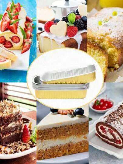 10 قطع/20 قطع/30 قطع علب من رقائق الألومنيوم الذهبية للدوريان المخبوزة ،صواني رغيف من رقائق الألومنيوم المستطيلة ،علب تعبئة بشكل مستطيل للشواء والخبز التجاري والمنزلي (بدون غطاء)