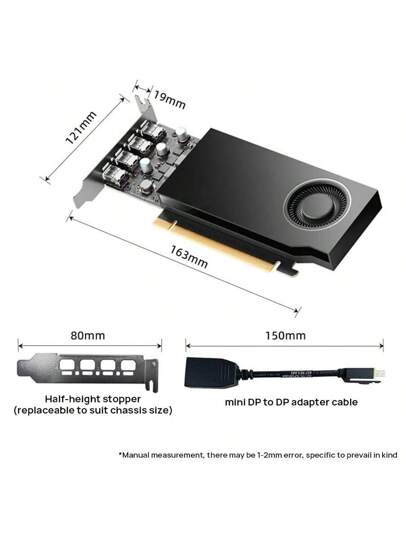 Nvidia بطاقة رسومات NVIDIA RTX A400، قطعة واحدة، دعم إخراج 4 شاشات، للتصميم المهني والرسوم الجرافيكية، ذاكرة فيديو GDDR6 سعة 4 جيجابايت، مع العلبة