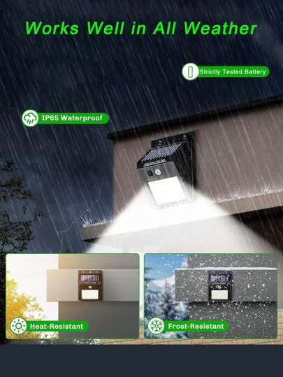 1/2/4 قطعة أضواء حركة شمسية خارجية LED، مقاومة للماء IP65 حساسة للحركة بزاوية واسعة، أضواء شمسية للفناء والخارج