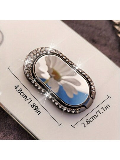 حامل الهاتف المحمول معدني فاخر بمرآة - دوران 360°، مثالي للرجال والنساء - متوافق مع ساعات مسلسلات التلفزيون والهواتف ، هدية للعيد الميلاد والعائلة والأصدقاء ، حامل أصبع للهاتف ، خاصية مسكّ الهاتف