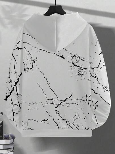 Manfinity Homme بلوزة رجالية كبيرة الحجم مطبوع عليها حرف ذات طول كم طويل وجيب وسحاب علوى, كاجوال للخروج في فصل الخريف, هوت كاجوال أبيض مطبوع, هدية للأصدقاء والأزواج والأحباء