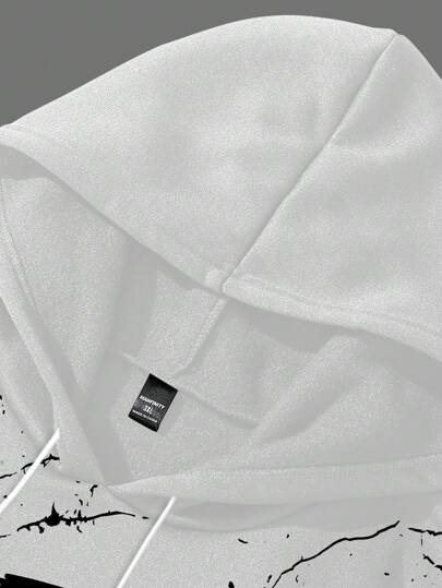 Manfinity Homme بلوزة رجالية كبيرة الحجم مطبوع عليها حرف ذات طول كم طويل وجيب وسحاب علوى, كاجوال للخروج في فصل الخريف, هوت كاجوال أبيض مطبوع, هدية للأصدقاء والأزواج والأحباء