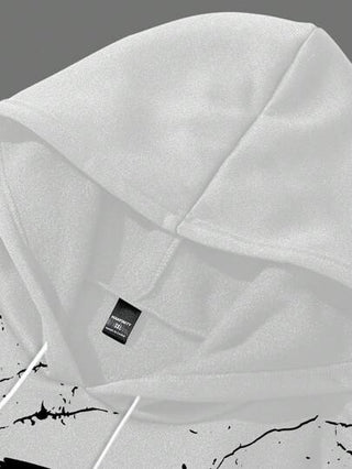 Manfinity Homme بلوزة رجالية كبيرة الحجم مطبوع عليها حرف ذات طول كم طويل وجيب وسحاب علوى, كاجوال للخروج في فصل الخريف, هوت كاجوال أبيض مطبوع, هدية للأصدقاء والأزواج والأحباء