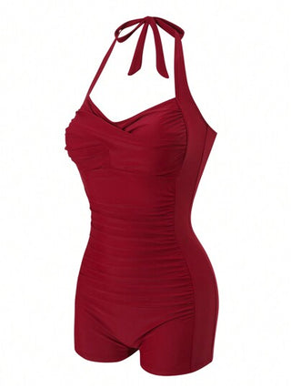 مايوه حريمي قطعة واحدة Swim بدلة سباحة قطعة واحدة من نوع عطاء الرقبة قابلة للربط، لون أحادي، اطلالة عطلة على الشاطئ، للنساء، موسم الصيف
