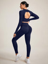 SHEIN Sport Studio مجموعة ملابس رياضية للنساء من لون واحد ، ظهر مفتوح ، دون غرز ، مجموعة ملابس رياضية ، مجموعة تمارين ،مجموعة ليغينز للنساء