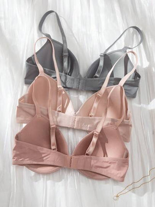 Shein Underwear&Sleepwear Basics 3 قطع/مجموعة حمالة صدر نسائية بلون سادة بسيطة بحواف سلكية