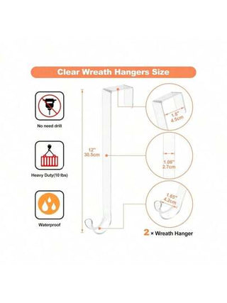 قطعتان من خطاطيف الإكليل الشفاف المعلقة 12"/15"، خطاطيف لإكليل الباب لا تخدش لديكور عيد الفصح، لافتات ترحيب داخلية وخارجية