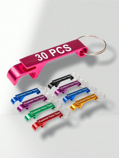 30 قطعة/48 قطعة مفتاح سلسلة فتاحة زجاجات مطلي معدن محفور، هدايا زفاف مثالية، مواد ترويجية، خفيف الوزن وقوي، لا يتطلب طاقة