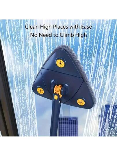 طقم مكون من مسح ذو زاوية دوران 360 درجة مع 4 قطع من القماش البديل، مسح بمقبض طويل، عصر يدوي بدون يدين، مسح جاف ورطب، لتنظيف الأرضية والجدران والأسقف والزوايا والنوافذ، لوازم التنظيف، ادوات التنظيف، لوازم عيد الميلاد FD49858708