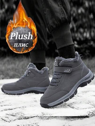 زوج واحد من بوت الثلج من الفليس للرجال، بوت هايكينج جديدة لعام 2024 للشتاء مبطنة سميكة دافئة مقاومة للماء مانعة للانزلاق ذات نعل لين للرجال في منتصف العمر