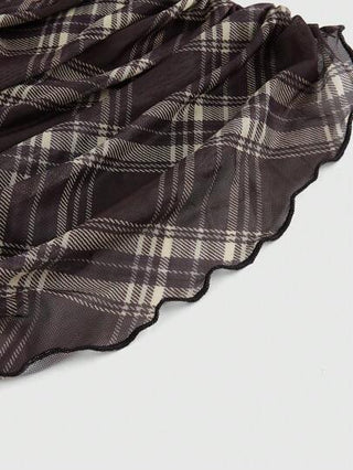 ROMWE J-Fashion ملابس علوية شيفون قطنية بدون أكمام منقوشة بخطوط مربعة عصرية وكاجوال للسيدات