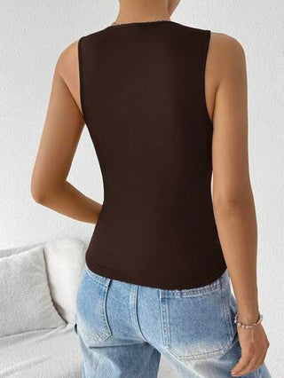 EZwear سترة صديرية نسائية بلون أحادي ذات رقبة مستديرة وبلا أكمام، قصة ضيقة، طراز كاجوال