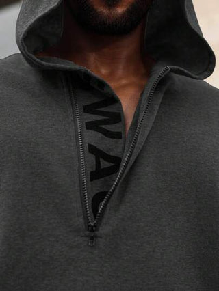 Manfinity Homme هوديِ جيب كنغر لون أحادي بسيط لرجال البدناء ، ملابس خريف وشتاء