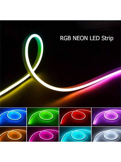 أضواء شريط نيون LED RGB متألقة - جهاز تحكم عن بعد 44 مفتاح، مرنة، تعمل بطاقة USB، تغيير اللون لإضاءة جو الغرفة والديكور الخارجي، سهلة التركيب، موفرة للطاقة، أدوات ديكور الغرفة، عناصر ديكور المنزل، ديكور غرفة النوم