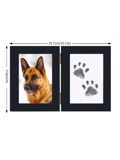 1 قطعة إطار صور تذكاري قابل للطي مع 1 قطعة من وسادة الحبر للحيوانات الأليفة