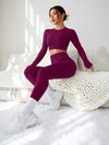Slayoga طقم رياضي للسيدات مكون من سروال مضلع وكروب توب ذات لون متماسك ومطاطية عالية المرونة، مناسب للياقة البدنية وممارسة الرياضة في السنة الصينية الجديدة، مجموعة سروال وطقم للسيدات